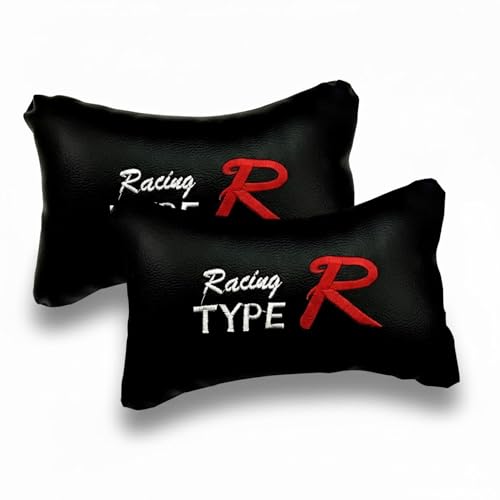 Adroitz Black Universal Neck Rest Pillow Faux Leather Material in Type R Design Compatible with All Cars