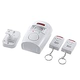 ➤ ♬ 1. Protección de seguridad: proteja y disuada a los intrusos tanto en su hogar como en su oficina con esta alarma de sensor de movimiento con control remoto inalámbrico.