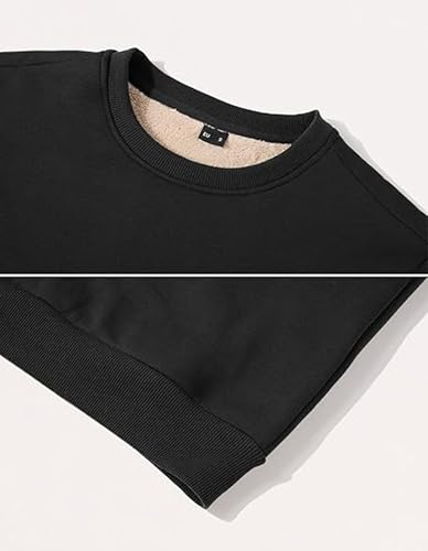 Image of Tansozer Mens Fleece Crewneck Sweatshirt Warm Sherpa Lined Thick Pullover Long Sleeve Tops Shirts
