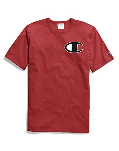 Champion Men's Heritage Tee, Big Left Chest C, Team Red Scarlet-Y06820, X Small