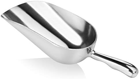 New Star Foodservice 34523 One-Piece Cast Aluminum Round Bottom Bar Ice Flour Utility Scoop, 12-Ounce, Silver (Hand Wash Only)