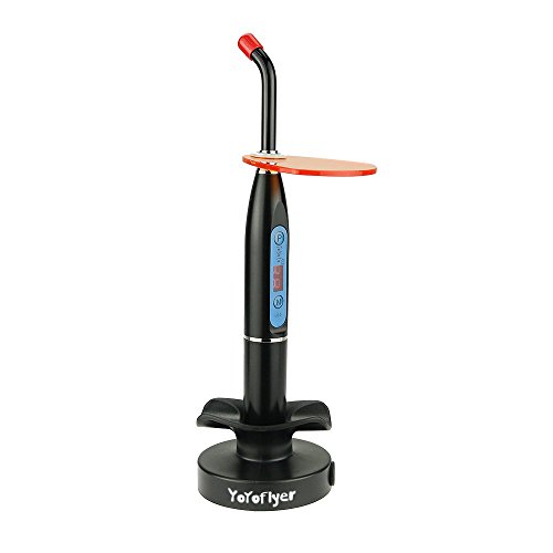 YoYoflyer Dental 10W Wireless Cordless LED Curing Light Curing Lamp Device Blue Light Intensity 1200-2000mw Black