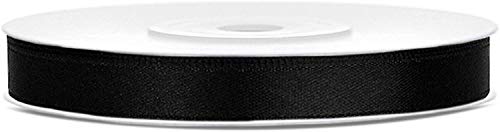 Lage - Cinta satinada, ideal para bomboneras y regalos, rollo de 25 metros, grosor 6 mm, color negro