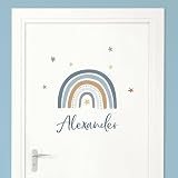 Little Deco Türaufkleber, Wandtattoo Kinderzimmer, Wandsticker, Sticker personalisiert, Babyzimmer Deko, Wunschtext Aufkleber, Tür Namensschilder Kinder, Stickers selbstklebend, Regenbogen