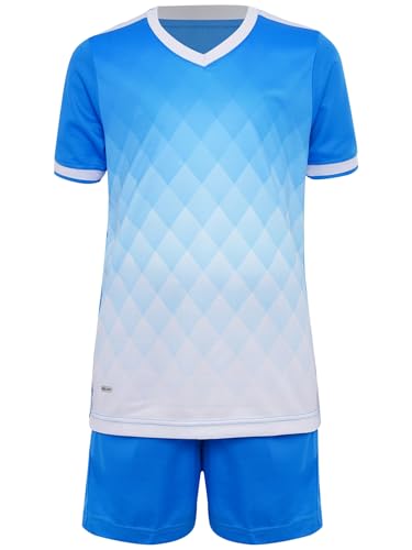 Kids Boys Quick Dry Soccer Jersey Outfits Short Sleeve Sport Tshirts With Shorts Set Training Wear3