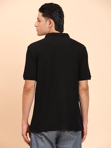 Image of Men's 100% Cotton Polo T-Shirt - Solid Plain Short Sleeve Tee with Classic Collar for Everyday Casual & Smart Wear