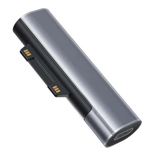 Sisyphy Surface Connect to USB C Charging Adapter (Premium Gray Aluminum shell, Connector only, 1 Pack), Compatible for Microsoft Surface Pro 7/6/5/4/3 Go 1/2 Laptop, Works with 45W 15V3A USBC Charger