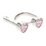 DOITOOL Anillo Abierto Ajustable para Dedo Índice de Aleación Diseño de Corazón Rosa, Anillo de Apilable Creativo para Moda y Joyería de Mujer