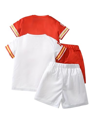 Image of Boys Shorts Set 4 Pieces Athletic Outfits Short Sleeve Tee Shirt and Shorts Casual Summer Set 3-12Y