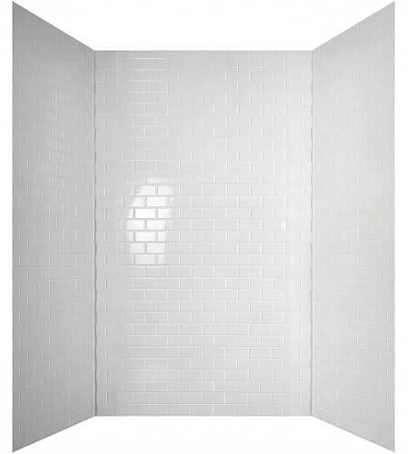 From Plain To Beautiful In Hours 133-WT-SUB-KIT Subway Tub and Shower Wall Panels Surround, Gloss White, 96 Square Feet