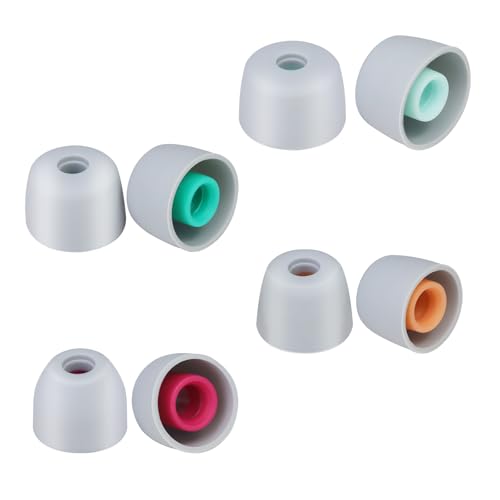 okcsc イヤーピース イヤーチップ シリカゲル耳栓 WF-1000XM4/1000XM5適用 ノイズキャンセル低反発イヤーピース 重低音強化 音質向上 ヘッドフォン耳栓交換部 4セット 8個入り XS/S/M/L サイズ各1ペア (グレー)