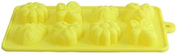 8 Cavity Mold Non-stick Candy Jelly Molds, Chocolate Molds, Soap Molds, Silicone Baking Molds Yellow, Garden Theme