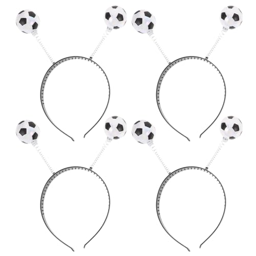 LUOZZY 4pcs Cute Fashionable Soccer Headbands for Party Decorations with Plastic Spring Elastic Design