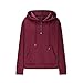 Womens Fall Trendy Hoodies Hooded Sweatshirt Casual Long Sleeve Crewneck Button Up Pullover Solid Color Pleated Tops Wine Medium
