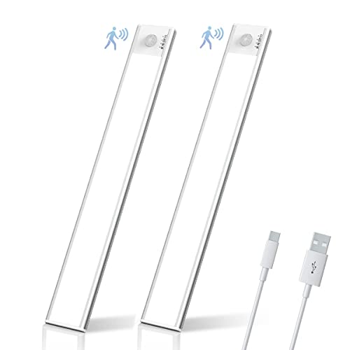 Lampe led placard 30cm Sans fil Rechargeable par USB Reglette éclairage LED Cuisine sous meuble, 270lm Barre lumière led detecteur de movement interieur, Lampe de Placard, 5000-6500K,Veilleuse