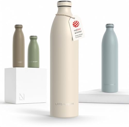 LARS NYSØM Trinkflasche 1 5l - Trinkflasche Edelstahl - Thermosflasche | Hält 12h warm und 24h kalt - Auslaufsichere Wasserflasche - Kohlensäure geeignet - Doppelwandig - Für Sport