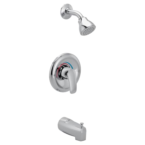 Kit para bañera y ducha Moen Chateau cromado Eco-Performance con rociador, mango y salida para bañera, válvula Posi-Temp incluida, modelo L23553EP miniatura 1