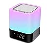 Bluetooth Speaker 5 in 1 Nachtlampje, Touch Sensor Nachtlampje Warm Licht en 7 Kleur Veranderende Wekker, MP3-speler…