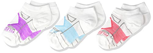 Fruit of the Loom Girls' Big Breathable Nylon No Show Socks with Arch Support 3 Pair