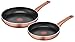 Lagostina Ramata Set Padelle Antiaderenti in Alluminio Ø 24/28 cm, Esterno Effetto Rame, 2 Pezzi, Batteria di Pentole Gas e Forno con Indicatore Cottura Thermo-Signal, Manici Ergonomici in Bakelite