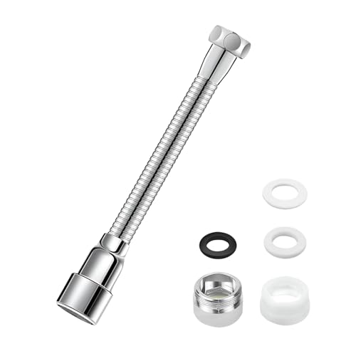 Wasserhahn Verlängerung Küche mit Zubehör 31cm Wasserhahnverlängerung 360°Flexibler Schwenkbar Edelstahl Wasseranschluss Aufsatz Flexibel für Küchen,Bädern,Toilette(2 Drehzahlen schaltbar)