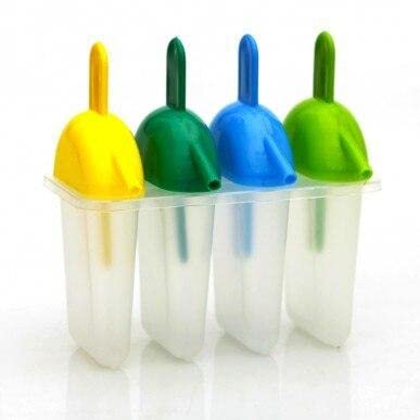 REHOOF ice box 4Pcs Cavities Silicone Freezer Ice Cream Mold candy bar Making Tool Juice Popsicle Molds Children Pop Lolly Tray Ice Cube maker (Color : B)