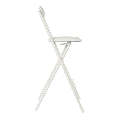 Image of 1Pcs Folding Bar Stool with Backrest, 27.56in Inch Tall Foldable Stool Chair Metal Frame Portable Chairs Portable Bar Chair Collapsible Stools Barstools w /Leather Padded for Kitchen Shop Cafe (Black2)