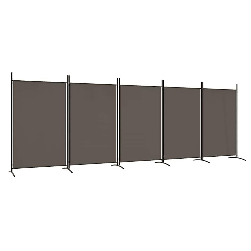 vidaXL 5-Panel Room Divider Folding Privacy Protection Screen Room Separator Paravent Wall Partition Panel Screen Anthracite 433x180 cm Fabric