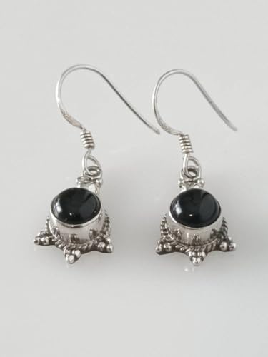 Boucles d'oreilles pendantes onyx noir argent 30x10mm épuré