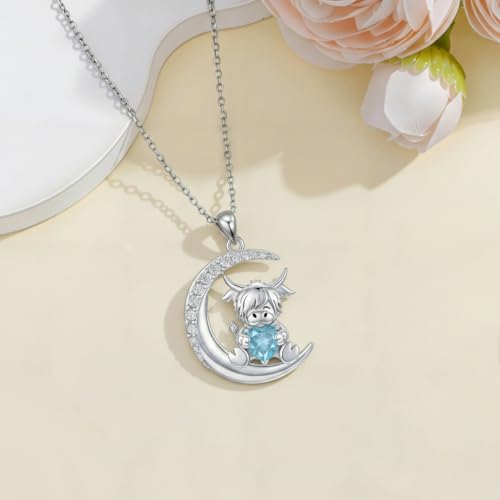 Image of PROESS Animal Birthstone Necklace 925 Sterling Silver Otter /Axolotl /Hippo /Elephant /Dachshund /Monkey /Red Panda Pendant Necklace Animal Birthstone Jewelry Gifts for Women