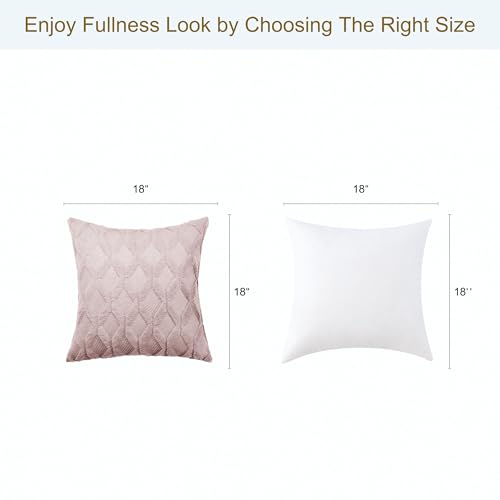 Volcanics Pack of 2 Faux Wool Throw Pillow Covers 20x20 Inches Decorative Farmhouse Velvet Couch Pillow Case Soft Plush Square Boho Cushion Pillowcase, Pink