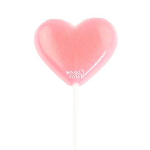 Sparko Sweets Pink Heart Lollipops, 2-Inch Hearts, Handcrafted in USA, 24 Pieces, Watermelon Flavor - Perfect for Valentine’s Day, Weddings, and Party Favors