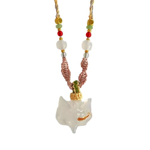 LAIOUSN Elegante cadena china con dije de lobo de moda fina construida para incidentes culturales y joyería diaria de colofonia de lobo para mujer, C, Talla única