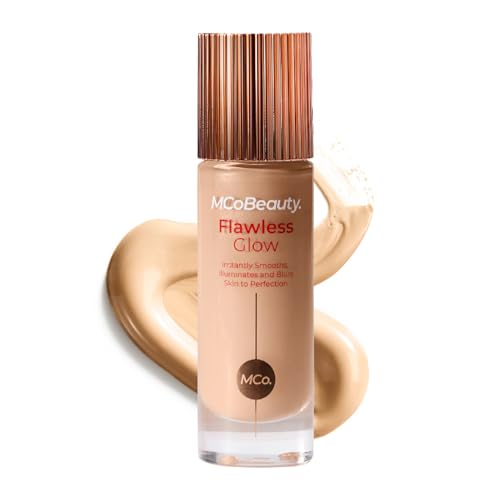 MCoBeauty Flawless Glow Luminous Skin Filter - 3 Light - 4-in-1 Primer, Highlighter & Foundation Booster - Dewy Illuminating Tint Face Makeup with Squalane Vitamin E - Vegan & Cruelty Free