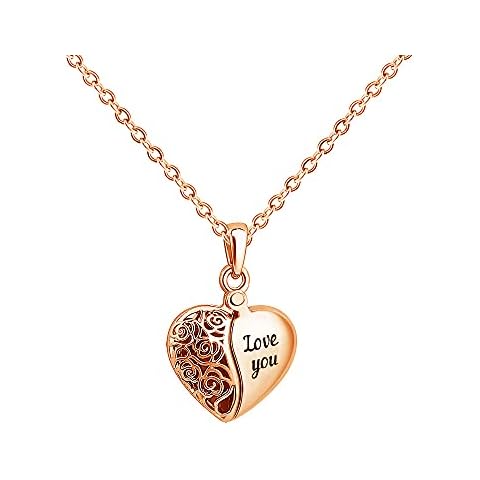 EGOINA Personalised Necklace for Women DIY Stacked Customised Necklace Stainless Steel Name Word Stacked Necklaces Water Drop Pendant Necklace (Rose Gold) Cover