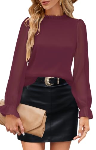 Image of Aifer Womens Blouses Dressy Casual Business Work Shirts Mock Neck Tops