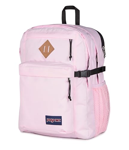 Image of JanSport Main Campus Backpack - Travel or Work backpack w 15-Inch Laptop Sleeve and Dual Water Bottle Pockets, Pink Ice