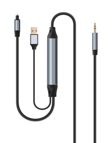 CERRXIAN Toslink Optical SPDIF to 3.5mm AUX Audio Adapter Cable 6 Ft, 24bit / 192KHz SPDIF Digital Fiber Optic to Analog Converter with USB - 6FT Power NOT AUX to Optical