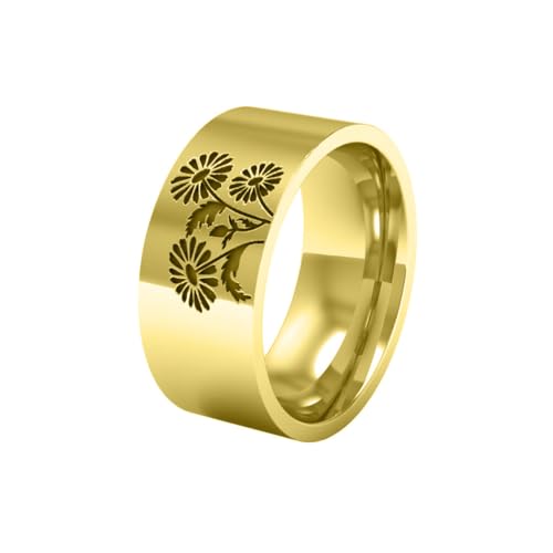 LONAGO Engraved Birth Month Flower Ring 925 Sterling Silver Personalized Birth Flower Ring for Mother3