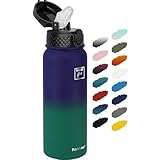 Fanhaw 20 Oz Stainless Steel Insulated Sports Water Bottles with Straw for Kids, Men and Women (Purple Green)