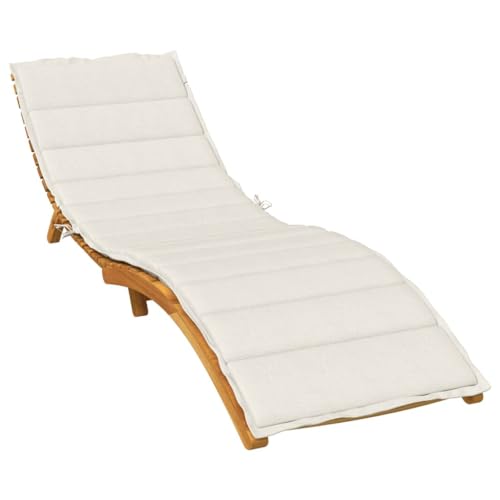 Cinyiqo Cojín para Tumbona Tela Crema Melange 200x50x4 cm, Cojin Tumbona Exterior, Colchonetas para Tumbonas, Colchoneta Hamaca, Cojín De Silla De Hamaca, Colchón para Tumbona - 4002500