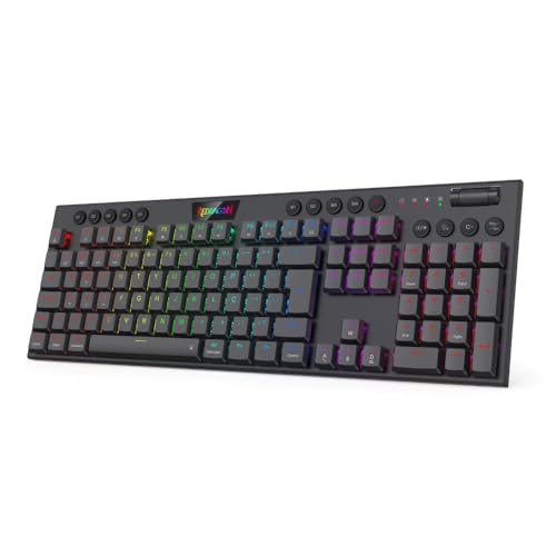 Teclado Gamer Redragon Horus Pro, Mecânico, RGB, ABNT2, Wireless, Bluetooth, Switch Brown - K618RGB-