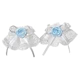 Uqezagpa Elegante cinta de encaje para la muñeca, mangas falsas con lazo, accesorio de disfraz de jabot, cinta con volantes, cruces, muñequera de encaje, azul claro, Talla única