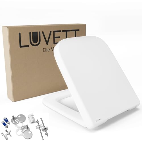 LUVETT® WC-Sitz Q500 inkl. 3 Edelstahl Montagelösungen & Absenkautomatik...