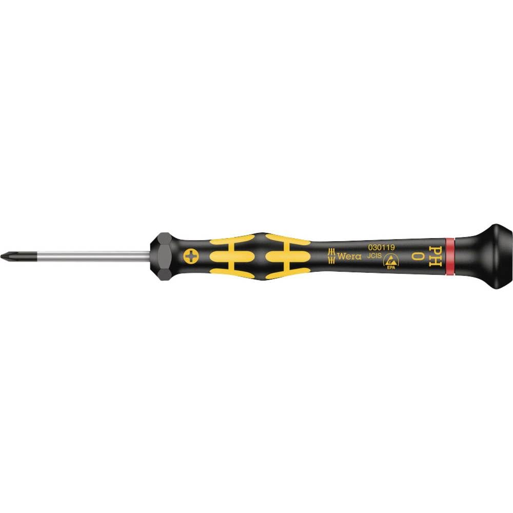 WERA ヴェラ ESD静電気放電対策 精密用プラスドライバー 刃先サイズPH0 軸長40mm 030119