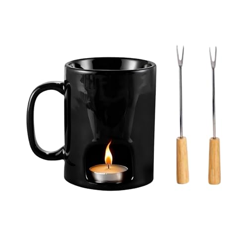 Gcerfby per Fonduta di Cioccolato, Resistente al Calore, 18x17x17 Cm, Mini per Fondere in Ceramica Multifunzione con Forchetta, per Fondere Cioccolata Calda, Design Facile da Pulire, per Imm