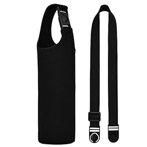 Zwart Water Cup Beschermhoes met verstelbare riem Draagbare opknoping Waterfles Cover Tas Travel Waterfles Accessoires…
