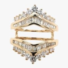 3Ct Lab Created Diamond Wedding Enhancer Wrap Guard Ring 14k Yellow Gold Finish 925 Silver