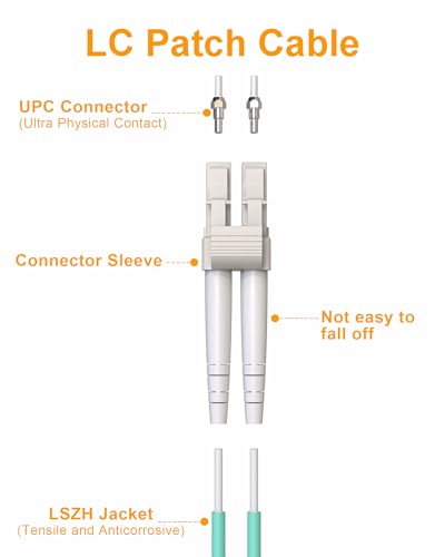 VANDESAIL OM3 Multimode Fiber Patch Cable LC-LC, 10G Multi-Mode Optical Patch Cord Duplex Fiber Jumper LSZH 50/125µm -10m(32FT) 5Pack