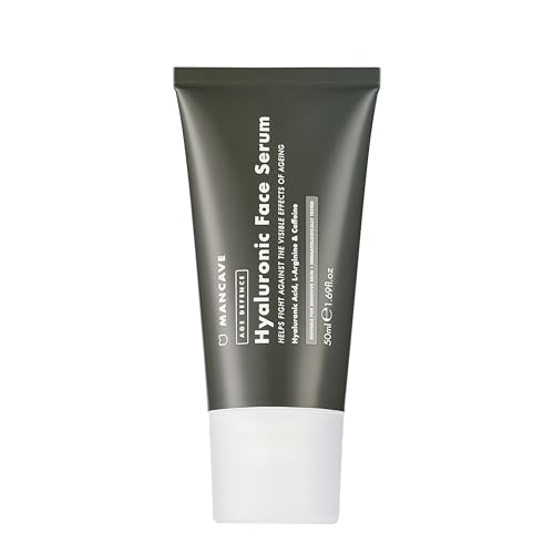 ManCave Hyaluronic Acid and Caffeine Anti-Aging Face Serum 50ml Formulated to reduce the Appearance of Fatigue and Enhance Damaged Skin with Caffeine and Glycogen Vegan Friendly Made in the UK